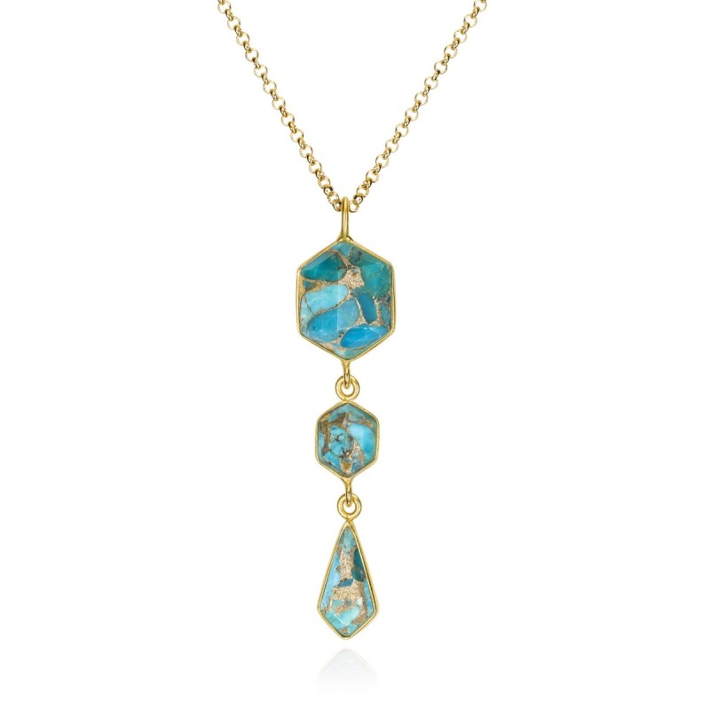 Colgante TURQUESA plata/baño oro