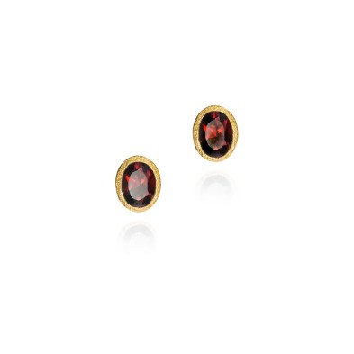 Pendientes con granate de plata con baño de oro 18k