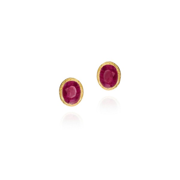 Pendientes con rubí de plata con baño de oro 18k
