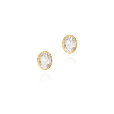 Pendientes con topacio blanco de plata con baño de oro 18k