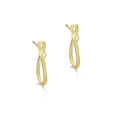 Pendientes oval mini de plata con baño de oro 18k
