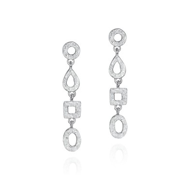 Long geometric earring in sterling silver