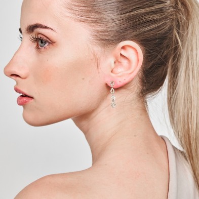 Long geometric earring in sterling silver