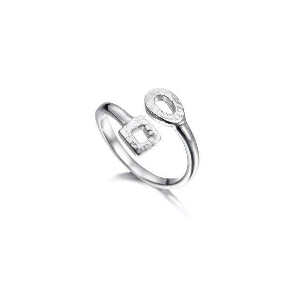 Anillo geométrico de plata de ley 925