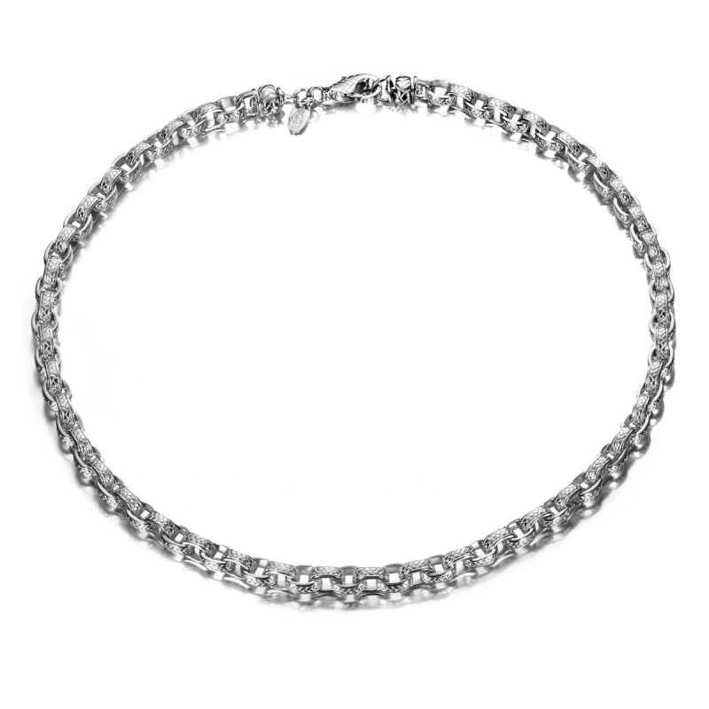 Textured Link Necklace in 925 Sterling Silver