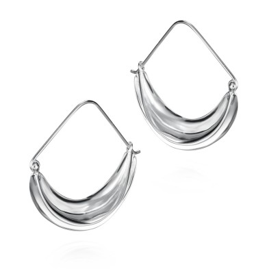 Hook earrings with wavy design in sterling silver 925