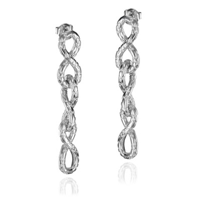 Pendientes largos de infinitos en plata de ley 925