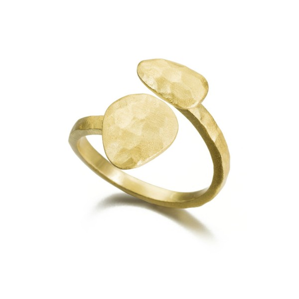 Adjustable ring with organic rounded forms design in 18k gold vermeil sterling silver