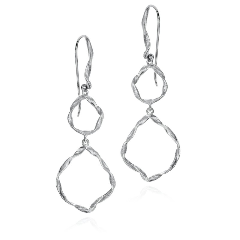 Irregular hook earrings in sterling silver 925