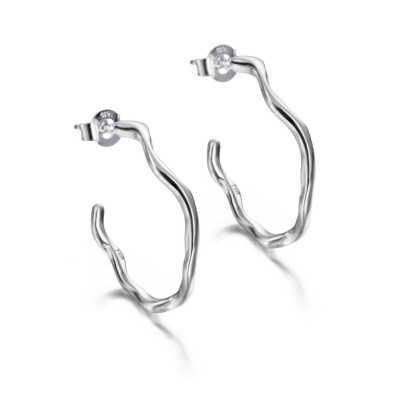 Irregular hoop earrings in sterling silver 925