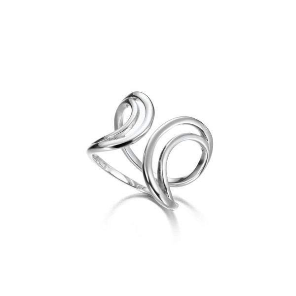 Anillo doble curvo orgánico de plata de ley 925