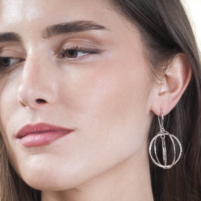 Rings Hook Earrings in Sterling Silver 925