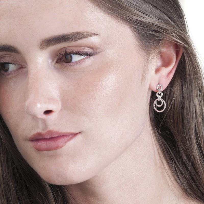 Interlocking Rings Earrings in Sterling Silver 925