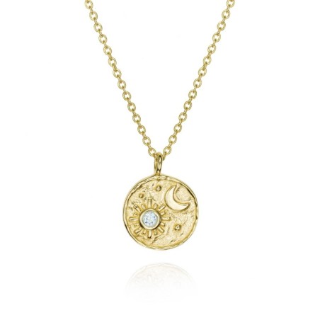 Collar LUNA de Plata. Baño de Oro 18k