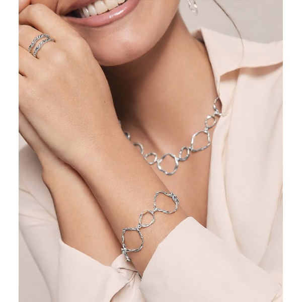 Irregular link bracelet in sterling silver 925