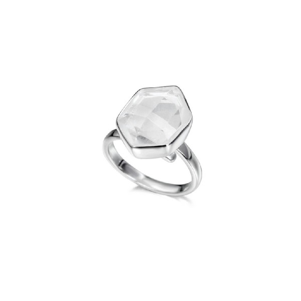 Anillo con cuarzo herkimer de plata de ley 925