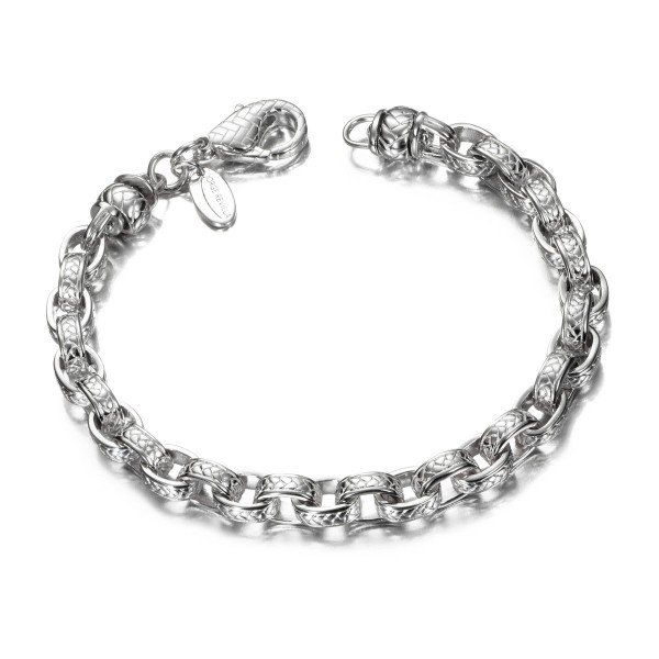 Textured link bracelet in 925 sterling silver