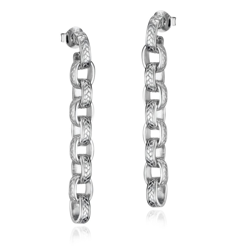 Pendientes Largos de Eslabones con Estilo en Plata 925