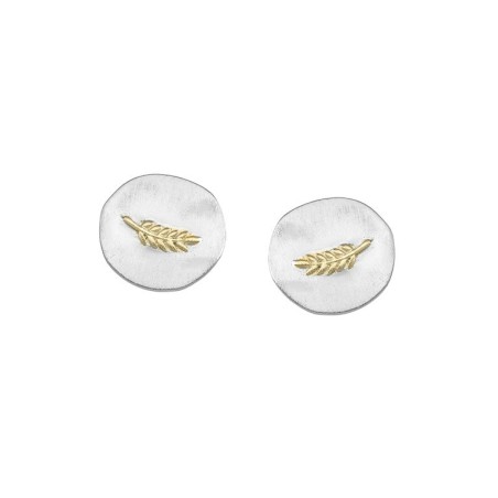 Pendientes ramitas en plata con baño de Oro