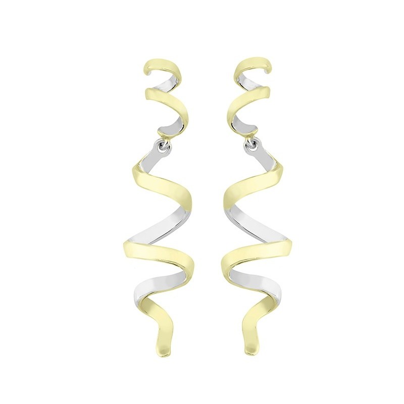 Pendientes CURLS de Plata. Baño de Oro 18k