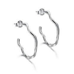 Pendientes de aro irregular en plata de ley