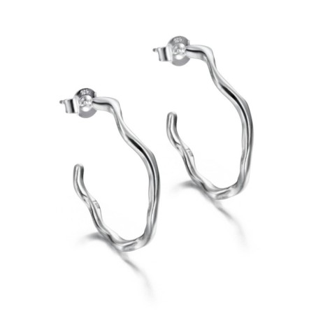 Irregular hoop earrings in sterling silver
